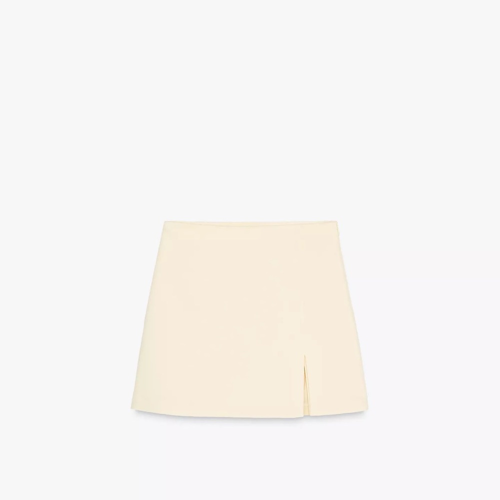 Zara slit hem mini skort in light yellow